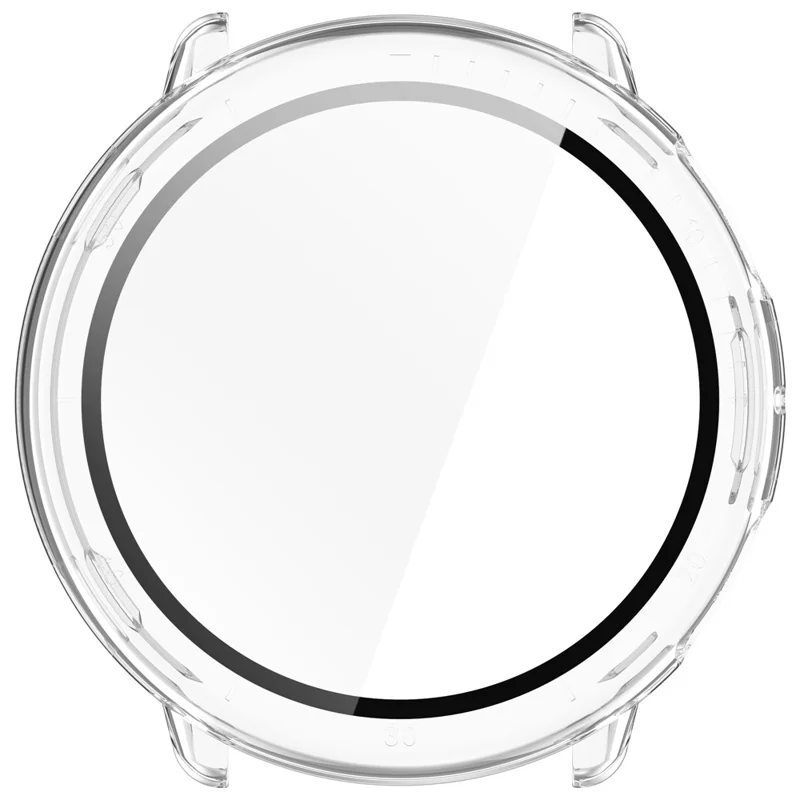 For Huami Amazfit Active 2 Watch Case PC Frame Cover with Tempered Glass Screen Film - Transparent