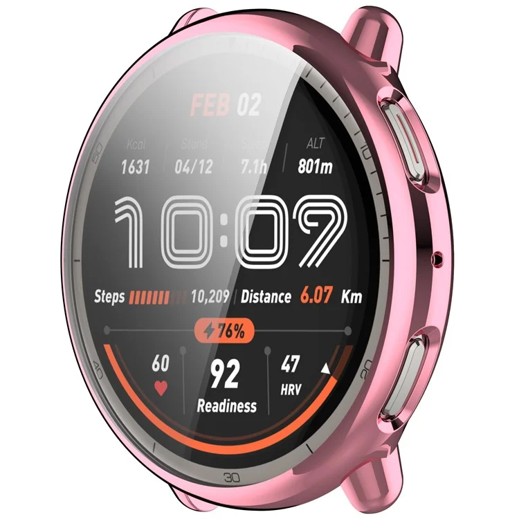 For Huami Amazfit Active 2 (A2437) Watch Case Full Coverage Flexible TPU Electroplating Cover - Pink