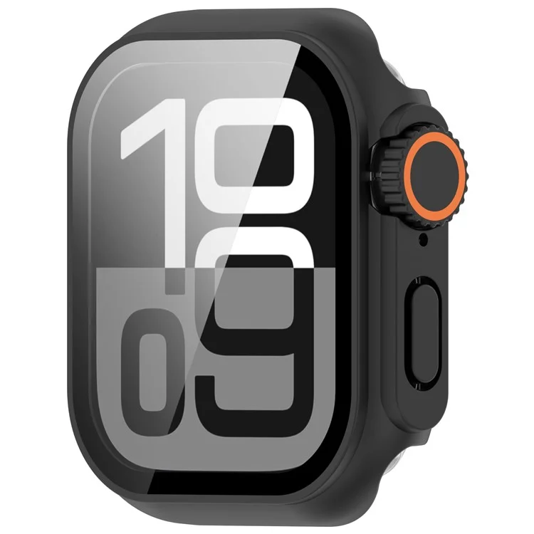 Für Apple Watch Series 10 42mm Schutzhülle Sofortige Transformation Ultra 2 Harte PC Uhr Hülle mit Gehärtetem Glasschutzfilm - Schwarz