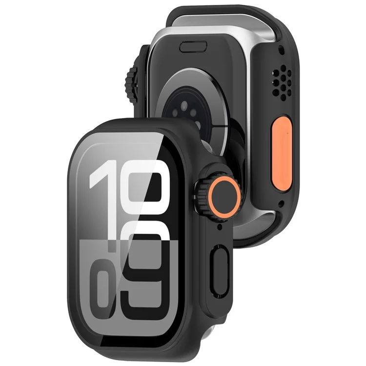 Für Apple Watch Series 10 42mm Schutzhülle Sofortige Transformation Ultra 2 Harte PC Uhr Hülle mit Gehärtetem Glasschutzfilm - Schwarz
