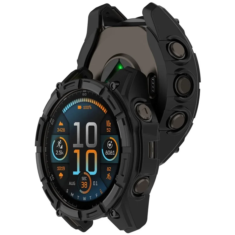 Pour Garmin Tactix 8 51mm Étui de montre en TPU avec protection robuste ajourée - Noir