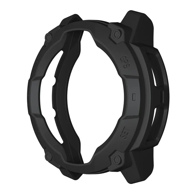For Garmin Instinct 3 Solar 50mm TPU Watch Case Hollow-Out Rugged Bumper Cover - Black