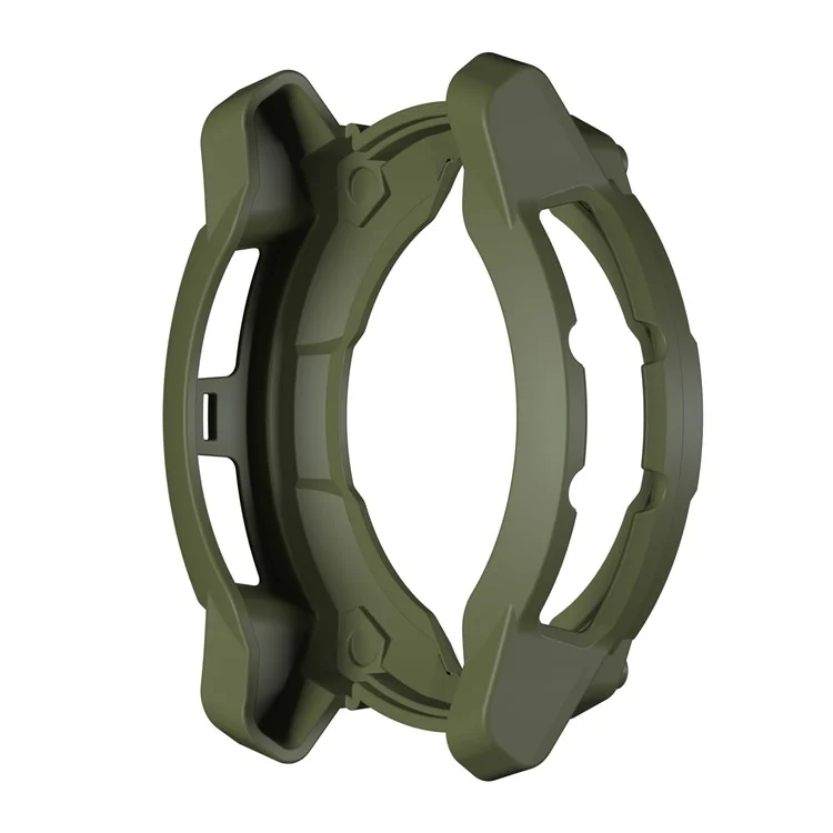 For Garmin Instinct 3 Solar 50mm TPU Watch Case Hollow-Out Rugged Bumper Cover - Army Green