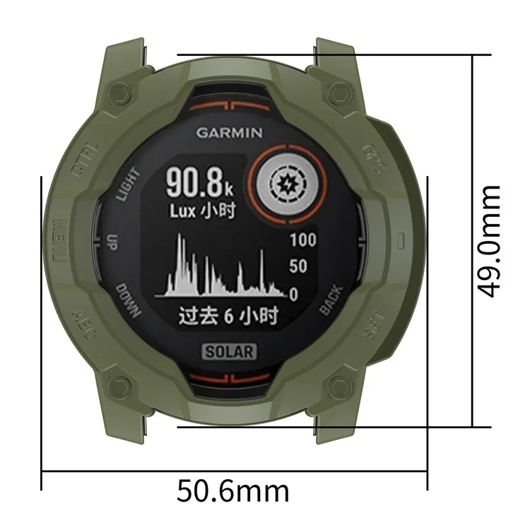 For Garmin Instinct 3 Solar 50mm TPU Watch Case Hollow-Out Rugged Bumper Cover - Army Green