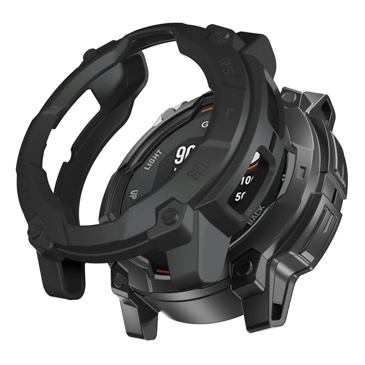 For Garmin Instinct 3 Solar 45mm TPU Watch Case Hollow-Out Rugged Bumper Cover - Black