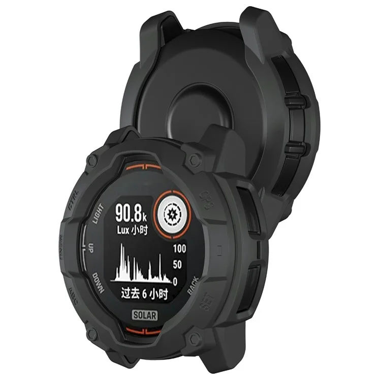 For Garmin Instinct 3 Solar 45mm TPU Watch Case Hollow-Out Rugged Bumper Cover - Black