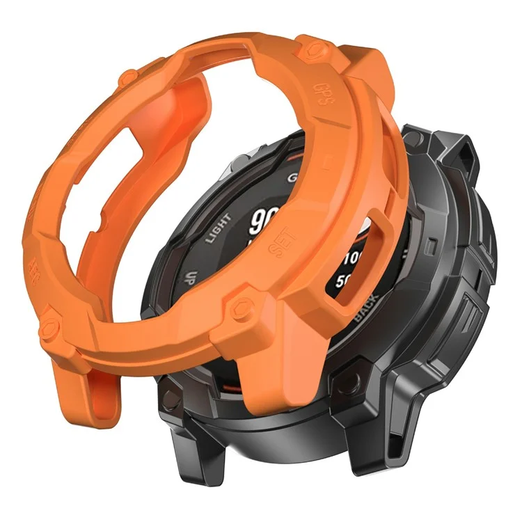 For Garmin Instinct 3 Solar 50mm Protective Case Rugged Armor TPU Shell Watch Cover - Orange