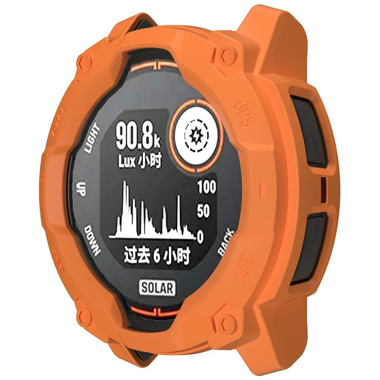 For Garmin Instinct 3 Solar 50mm Protective Case Rugged Armor TPU Shell Watch Cover - Orange