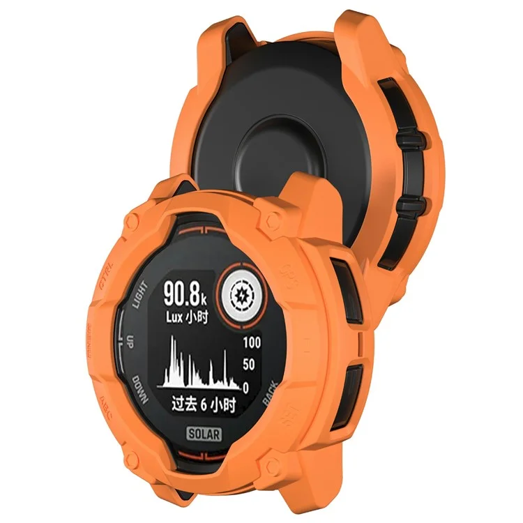For Garmin Instinct 3 Solar 50mm Protective Case Rugged Armor TPU Shell Watch Cover - Orange
