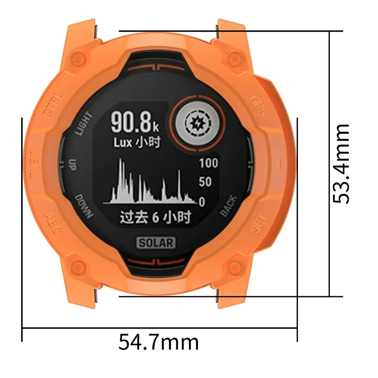 For Garmin Instinct 3 Solar 50mm Protective Case Rugged Armor TPU Shell Watch Cover - Orange