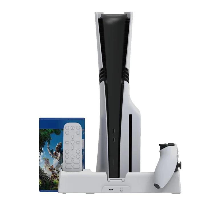 DOBE TP5-3532D For Sony PS5 Slim / PS5 Pro Cooling Stand Dual Controller Charging Station Game Disc Storage Rack