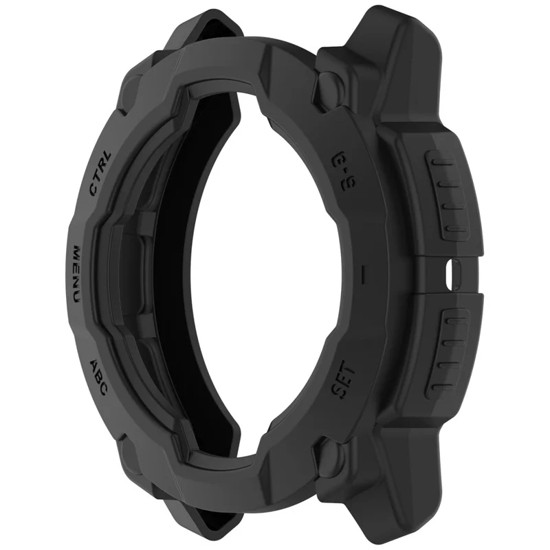 For Garmin Instinct 3 45mm / Solar 45mm Armor Watch Case Shockproof TPU Rugged Protective Cover - Black