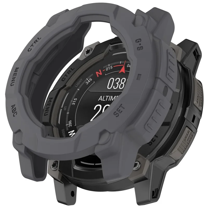 Für Garmin Instinct 3 45mm / Solar 45mm Armor Uhrgehäuse Stoßfest TPU Robuste Schutzhülle - Grau