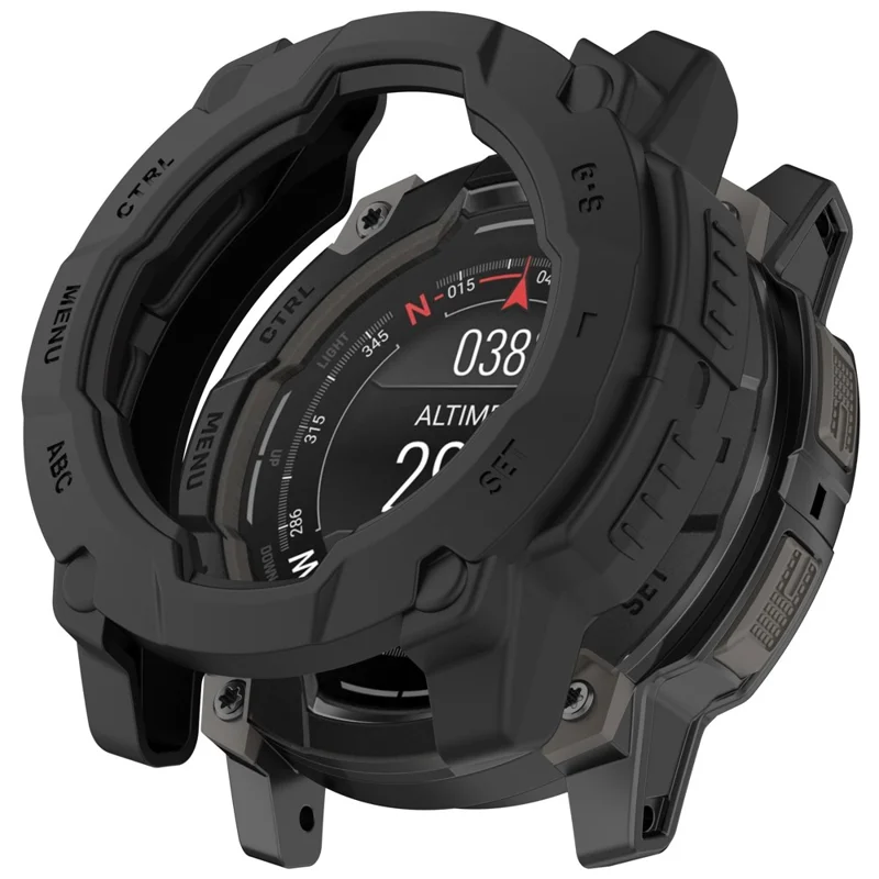 For Garmin Instinct 3 50mm / Solar 50mm Armor Watch Case Shockproof TPU Rugged Protective Cover - Black