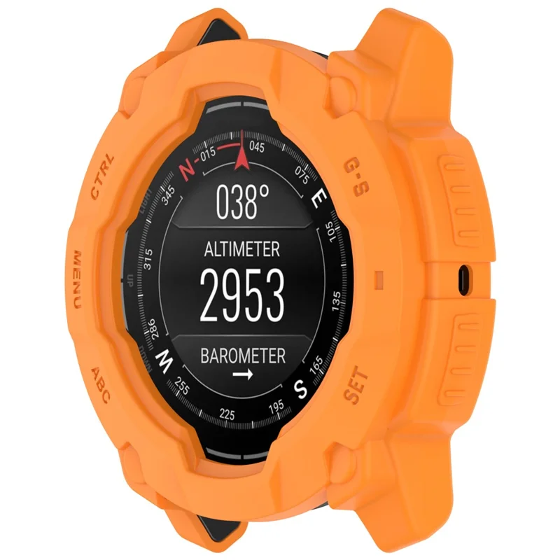 For Garmin Instinct 3 50mm / Solar 50mm Armor Watch Case Shockproof TPU Rugged Protective Cover - Orange