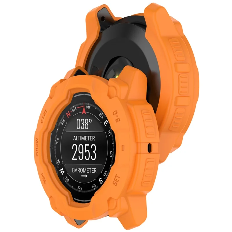 For Garmin Instinct 3 50mm / Solar 50mm Armor Watch Case Shockproof TPU Rugged Protective Cover - Orange