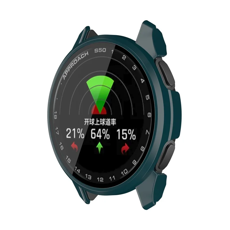For Garmin Approach S50 Watch Case PC Frame Cover with Tempered Glass Screen Film - Green