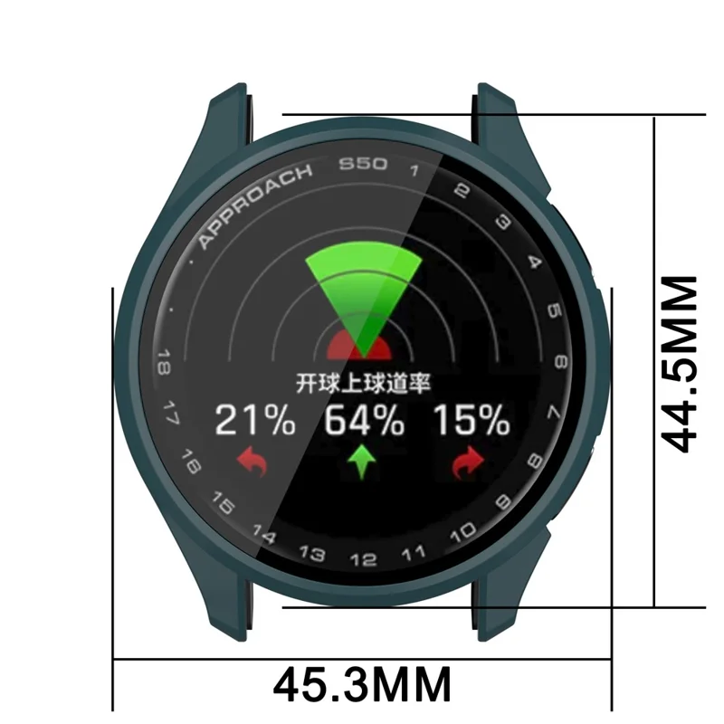 For Garmin Approach S50 Watch Case PC Frame Cover with Tempered Glass Screen Film - Green