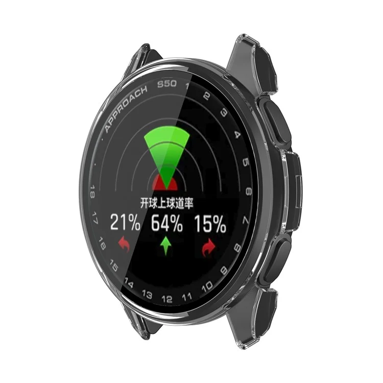 For Garmin Approach S50 Watch Case PC Frame Cover with Tempered Glass Screen Film - Transparent