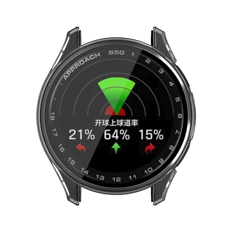 For Garmin Approach S50 Watch Case PC Frame Cover with Tempered Glass Screen Film - Transparent