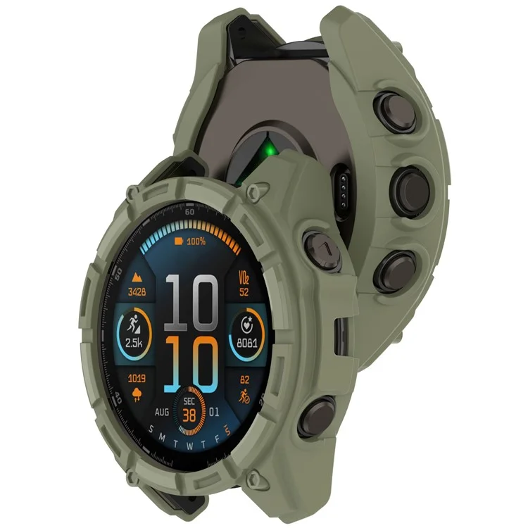 For Garmin Tactix 8 51mm SOLAR Version Soft TPU Watch Case Hollow Shockproof Bumper Frame Cover - Green