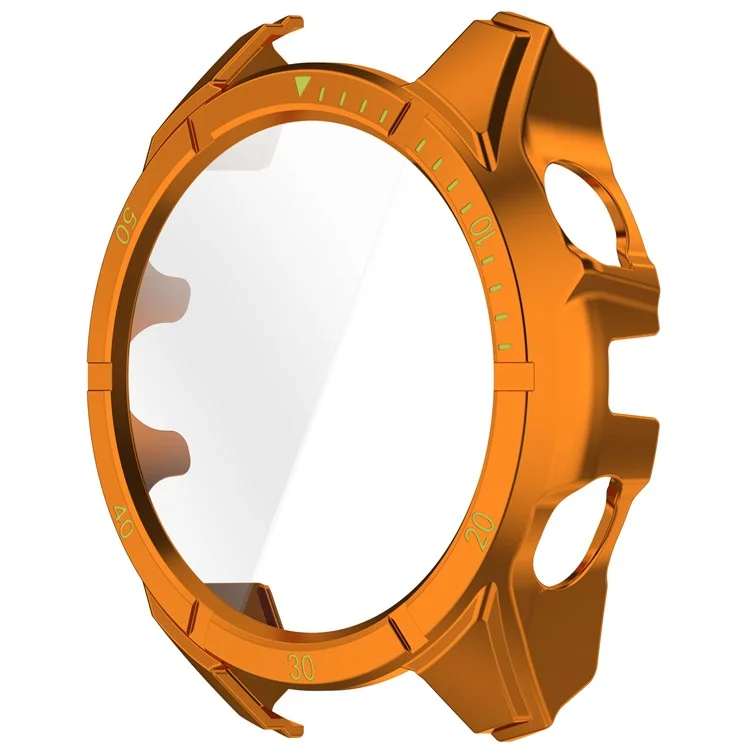 For Garmin Tactix 8 51mm AMOLED Version Watch Case PC Frame with Tempered Glass Screen Film - Orange+Green