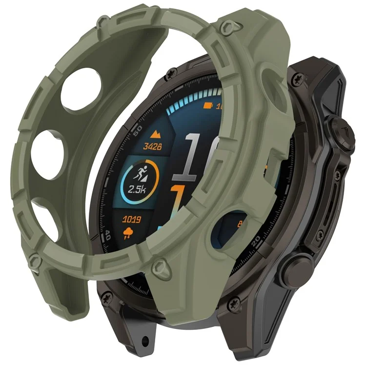 For Garmin Tactix 8 47mm AMOLED Version Soft TPU Watch Case Hollow Shockproof Bumper Frame Cover - Green
