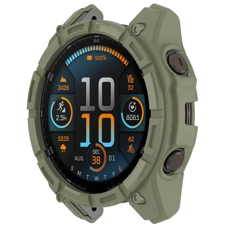 For Garmin Tactix 8 47mm AMOLED Version Soft TPU Watch Case Hollow Shockproof Bumper Frame Cover - Green