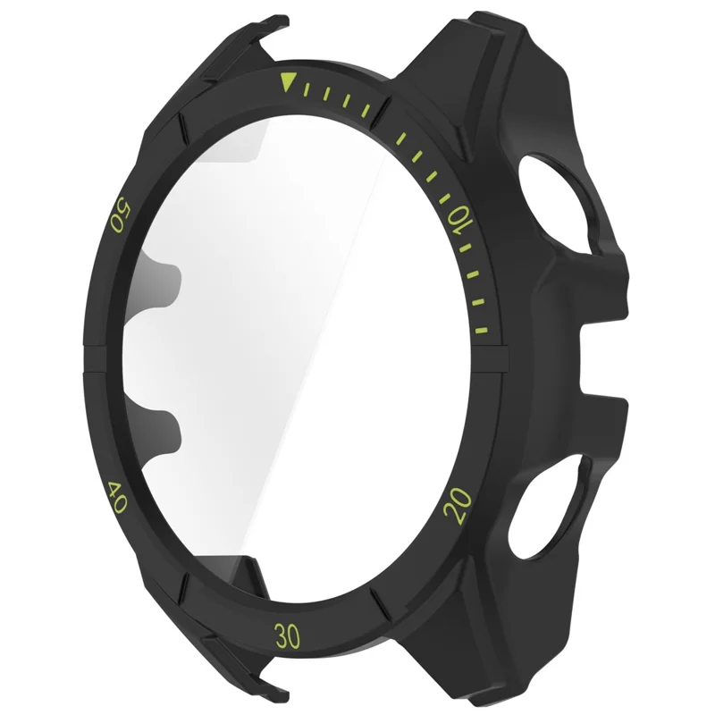 Pour Garmin Tactix 8 47mm Version AMOLED Boîtier de montre Cadre PC avec Film de protection d'écran en verre trempé - Noir+Vert