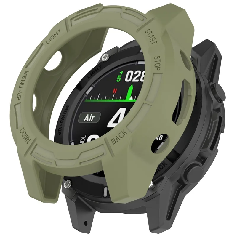 For Garmin Descent G2 Soft TPU Watch Case Hollow Shockproof Bumper Frame Cover - Green