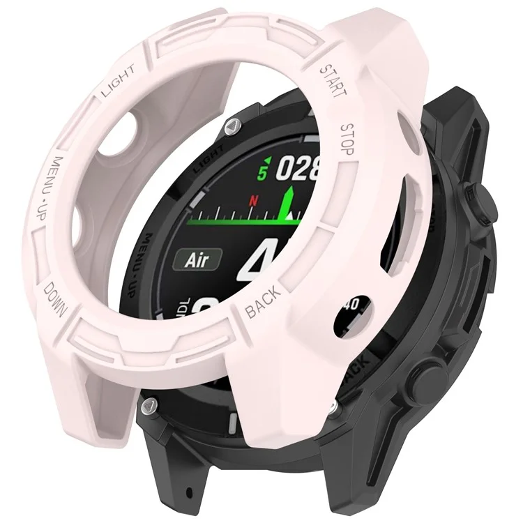 For Garmin Descent G2 Soft TPU Watch Case Hollow Shockproof Bumper Frame Cover - Pink