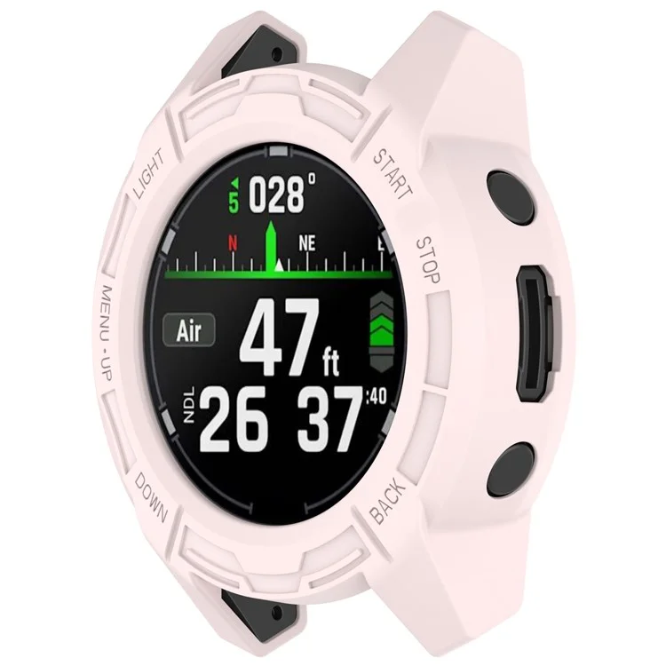 For Garmin Descent G2 Soft TPU Watch Case Hollow Shockproof Bumper Frame Cover - Pink
