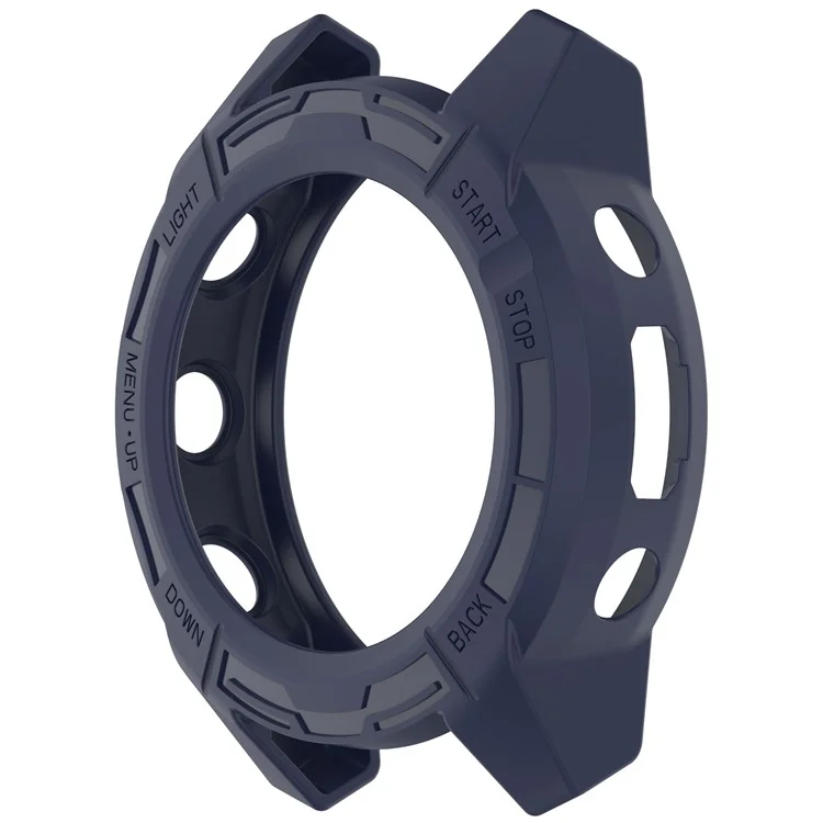For Garmin Descent G2 Soft TPU Watch Case Hollow Shockproof Bumper Frame Cover - Midnight Blue