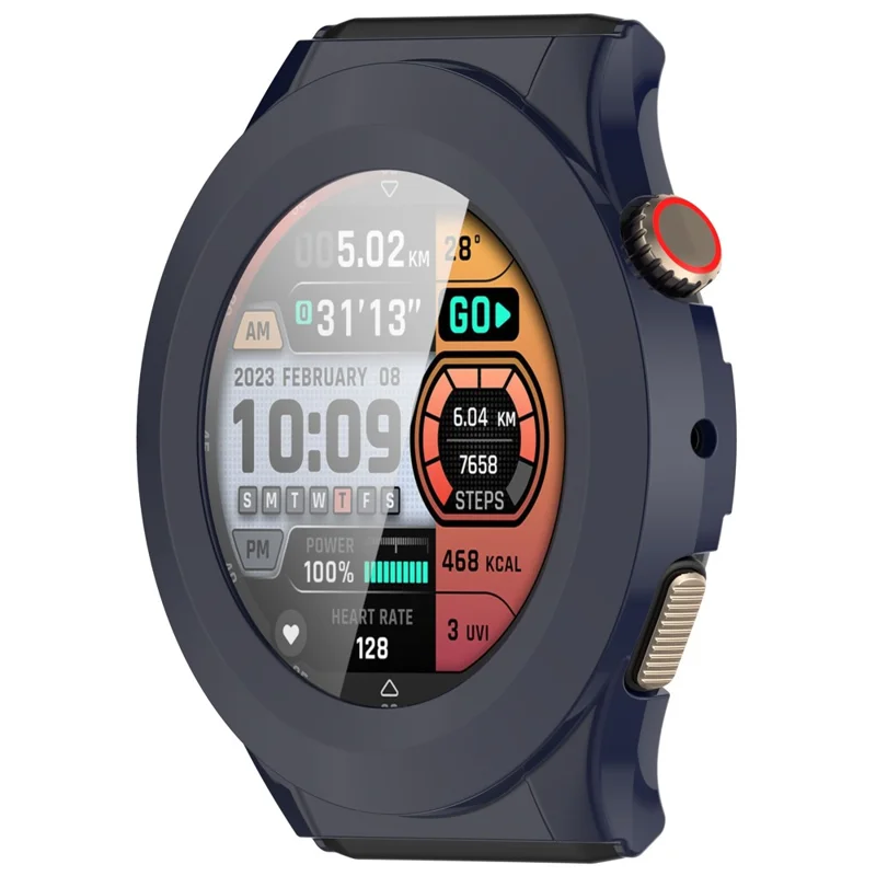 For Huami Amazfit Cheetah Round / Cheetah Pro Watch Case PC Frame with Glass Screen Film - Blue
