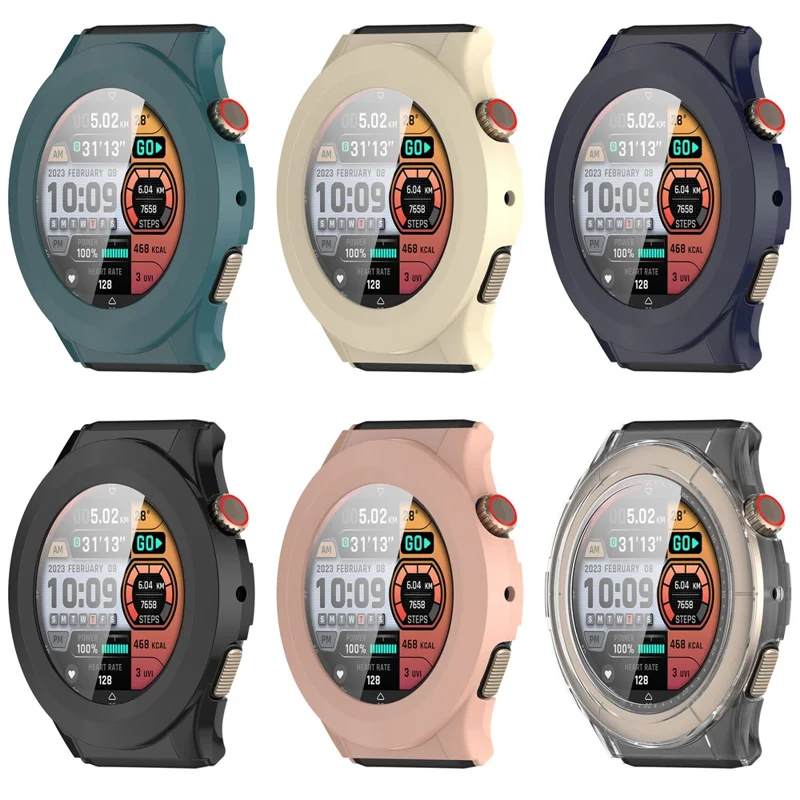 For Huami Amazfit Cheetah Round / Cheetah Pro Watch Case PC Frame with Glass Screen Film - Blue