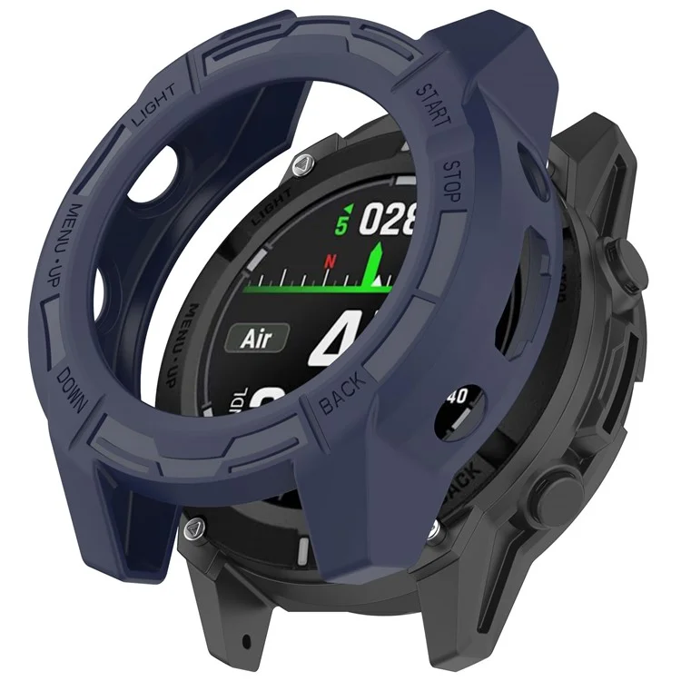 Boîtier de montre pour Garmin Descent G2 / G1 / G1 Solar / G1 Solar Letel - Cadre de protection souple en TPU évidé et résistant aux chocs - Bleu minuit