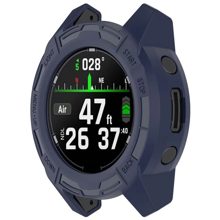 Boîtier de montre pour Garmin Descent G2 / G1 / G1 Solar / G1 Solar Letel - Cadre de protection souple en TPU évidé et résistant aux chocs - Bleu minuit