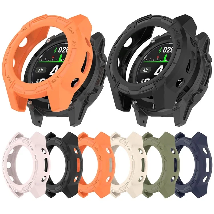 Boîtier de montre pour Garmin Descent G2 / G1 / G1 Solar / G1 Solar Letel - Cadre de protection souple en TPU évidé et résistant aux chocs - Bleu minuit