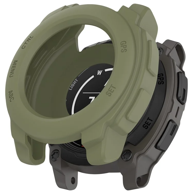 Чехол для часов Garmin Instinct E 40мм из силикона, противоударный бампер - Армейский зеленый
