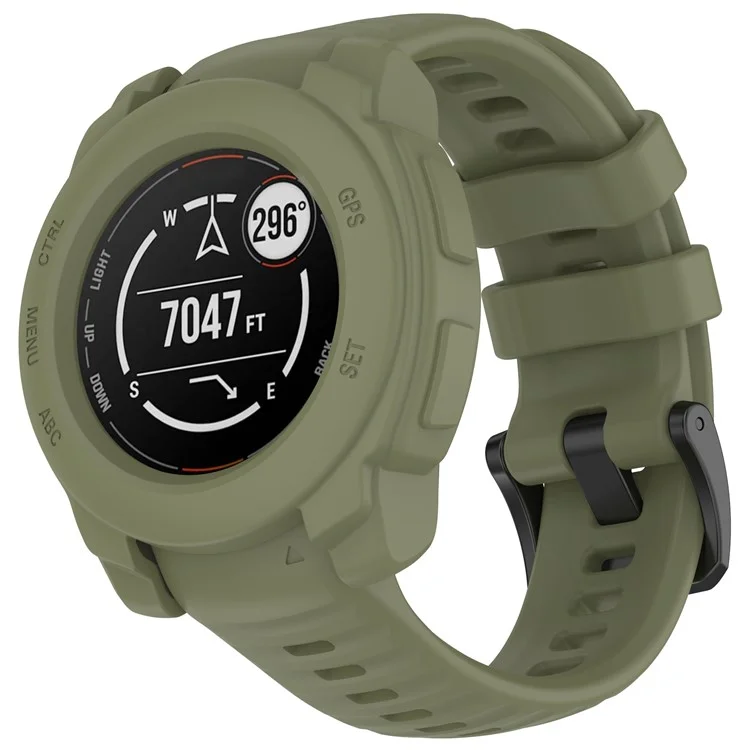 Чехол для часов Garmin Instinct E 40мм из силикона, противоударный бампер - Армейский зеленый