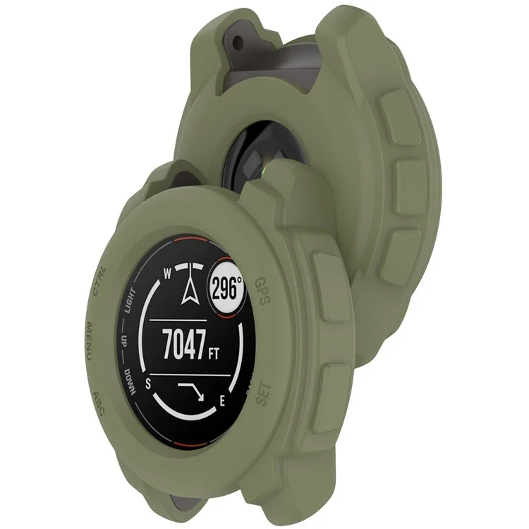 Чехол для часов Garmin Instinct E 40мм из силикона, противоударный бампер - Армейский зеленый