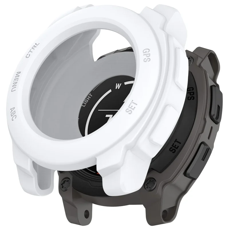 For Garmin Instinct E 40mm Watch Case Silicone Shockproof Bumper Frame - White