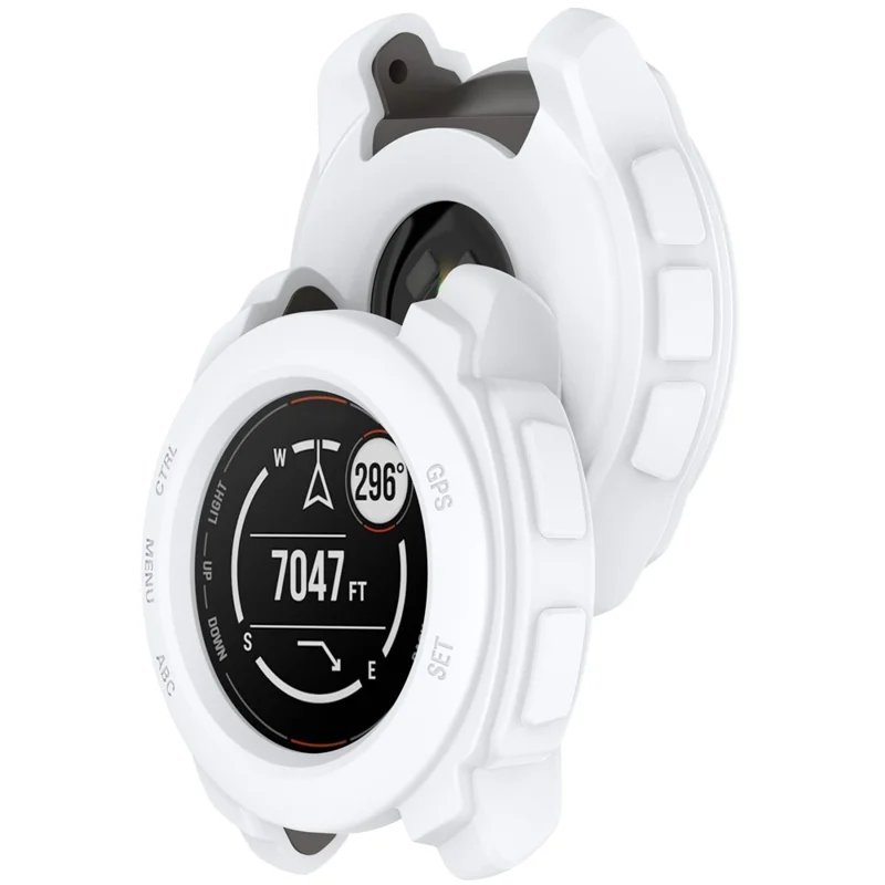 For Garmin Instinct E 40mm Watch Case Silicone Shockproof Bumper Frame - White