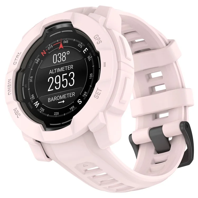 Für Garmin Instinct E 45mm Uhrengehäuse Silikon Stoßfeste Schutzhülle - Hellrosa
