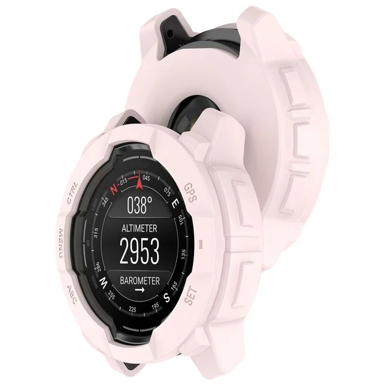 Für Garmin Instinct E 45mm Uhrengehäuse Silikon Stoßfeste Schutzhülle - Hellrosa