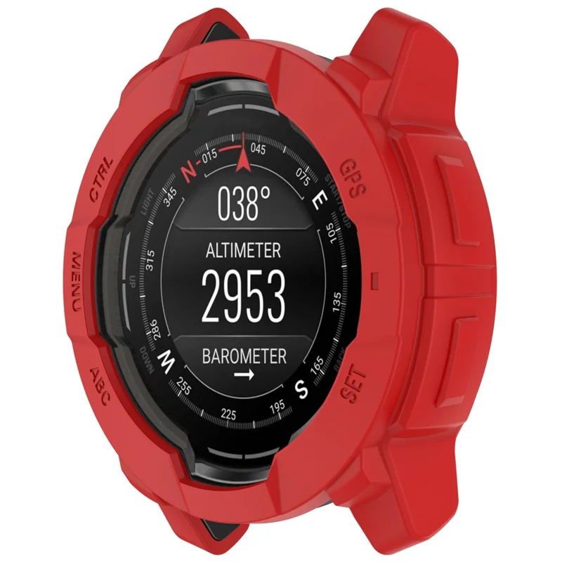 For Garmin Instinct 3 AMOLED 45mm / Instinct 3 Solar 45mm Watch Case Silicone Shockproof Bumper Frame - Red