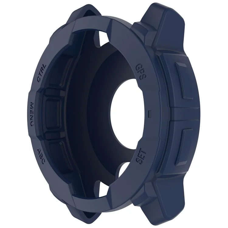 For Garmin Instinct 3 AMOLED 45mm / Instinct 3 Solar 45mm Watch Case Silicone Shockproof Bumper Frame - Midnight Blue