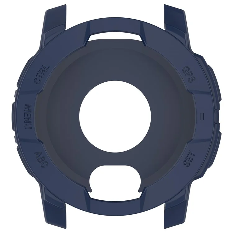 For Garmin Instinct 3 AMOLED 45mm / Instinct 3 Solar 45mm Watch Case Silicone Shockproof Bumper Frame - Midnight Blue