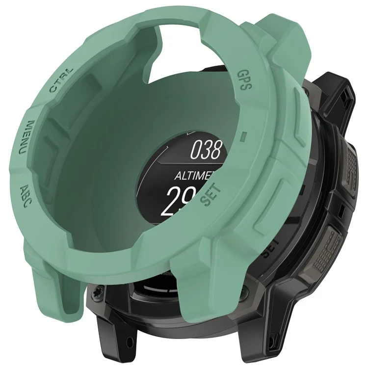 For Garmin Instinct 3 AMOLED 45mm / Instinct 3 Solar 45mm Watch Case Silicone Shockproof Bumper Frame - Green