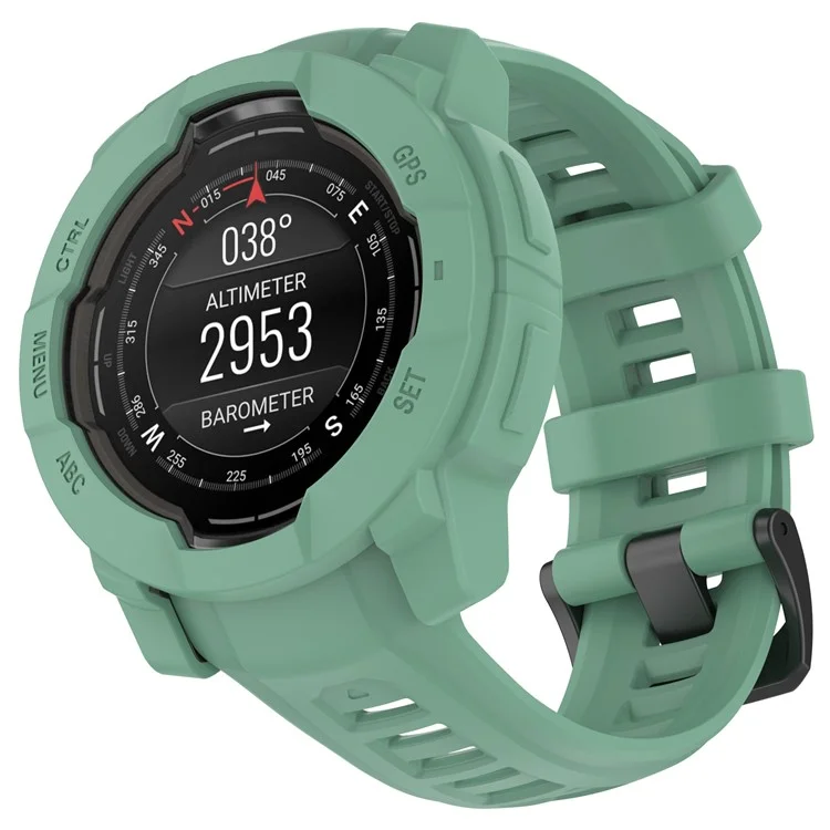 For Garmin Instinct 3 AMOLED 45mm / Instinct 3 Solar 45mm Watch Case Silicone Shockproof Bumper Frame - Green